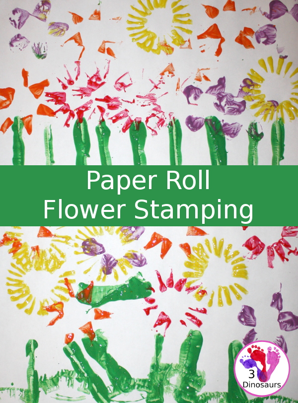 Paper Roll Flower Stamping - a fun way to use paper rolls - 3Dinosaurs.com