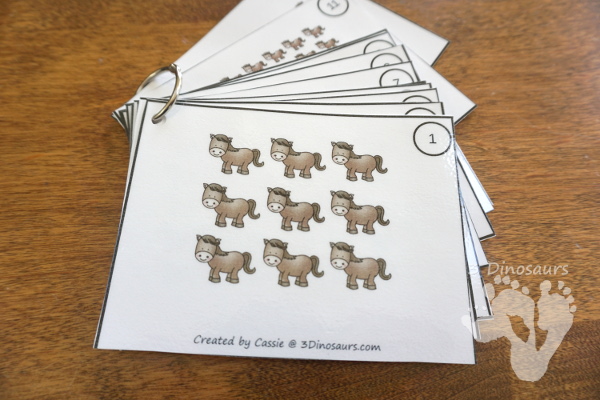 FREE Horse Themed Array Cards with Matching Worksheets - there are 12 cards and 3 different worksheets to use with the cards - 3Dinosaurs.com