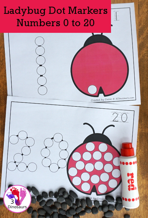 Ladybug Dot the Number & Count the Dots - numbers 1 to 20 with dot marker activities for kids to work on numbers and counting - 3Dinosaurs.com