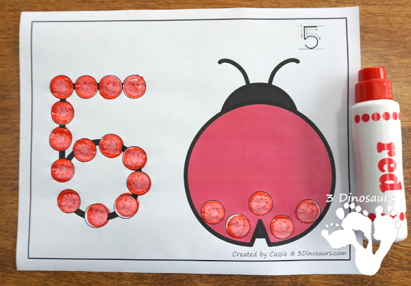 Ladybug Dot the Number & Count the Dots - numbers 1 to 20 with dot marker activities for kids to work on numbers and counting - 3Dinosaurs.com