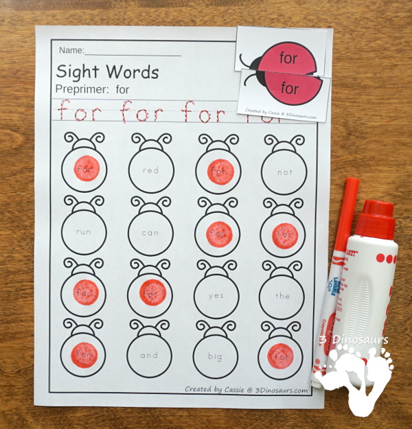 Ladybug Sight Word Find - Preprimer and Primer Sight word finds for kids to do. - 3Dinosaurs.com