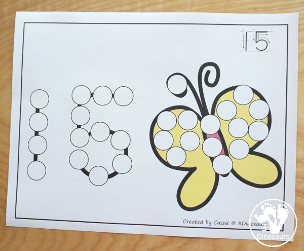 Spring Dot the Number & Count: Flower, Butterfly & Frog - a fun set of printables that work on numbers 0 to 20 for kids with spring themes - 3Dinosaurs.com