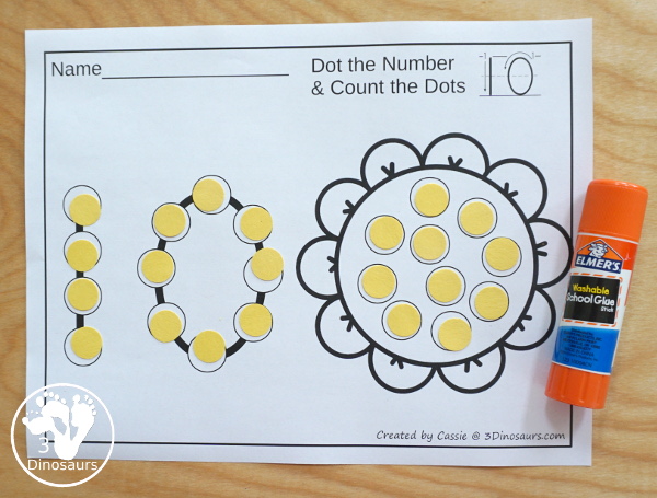 Spring Dot the Number & Count: Flower, Butterfly & Frog - a fun set of printables that work on numbers 0 to 20 for kids with spring themes - 3Dinosaurs.com