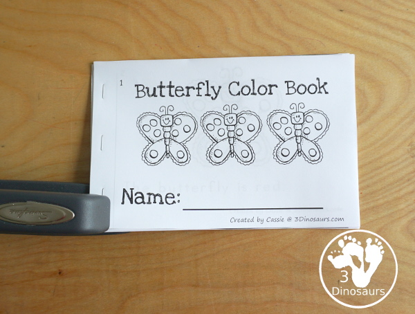 Free Butterfly Color Easy Reader Book & Clip Cards - how to make the color easy reader book - 3Dinosaurs.com