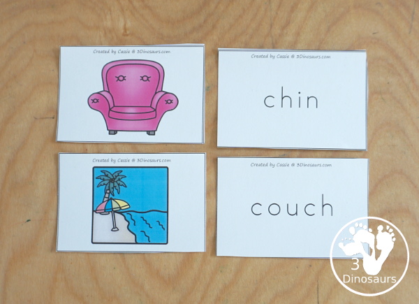 Free Digraph Matching Cards - 20 sets of cards for matching picture and beginning word blends plus see ways to use them - 3Dinosaurs.com