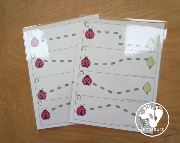 Free Ladybug Prewriting Strip Printables With Thick Prewriting Lines with 10 prewriting strips with different lines for kids to trace with thick lines for kids just starting with prewriting - 3Dinosaurs.com