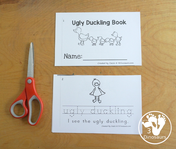Free Ugly Duckling Easy Reader Book With Tracing with tracing. This enjoyable 8-page book features various words from the story for kids to trace and then read the corresponding sentences. It is a super simple, easy reader book for children based on the Ugly Duckling story. - 3Dinosaurs.com