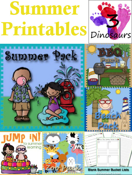 Summer Printables Round Up on 3 Dinosaurs