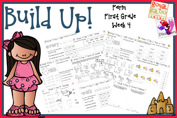 Build Up Summer Learning: Week 4 Farm -  You are going to find: Sight Words: every, has, just, put, walk; Word Family: -ine, -oke, -eep -ail, -eam; Math and Language - 3Dinosaurs.com