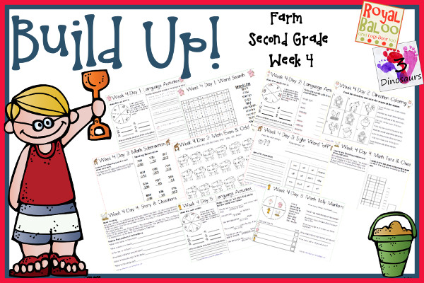 Build Up Summer Learning: Week 4 Farm - You are going to find: Sight Words: around, don't, off, use, why; Word Family: -ee, -each or eech, -ose, -ief, -eik or eek; Math and Language-  3Dinosaurs.com