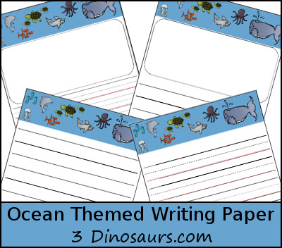Free Ocean Themed Writing Paper - 3Dinosaurs.com