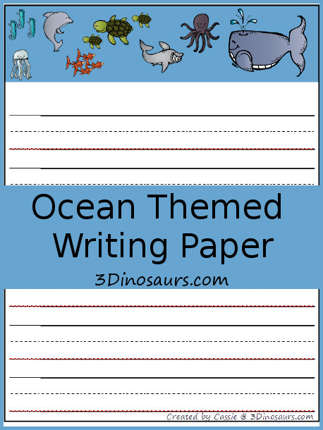 Free Ocean Themed Writing Paper - 3Dinosaurs.com