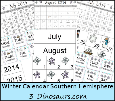 Free Winter Calendar for Southern Hemisphere