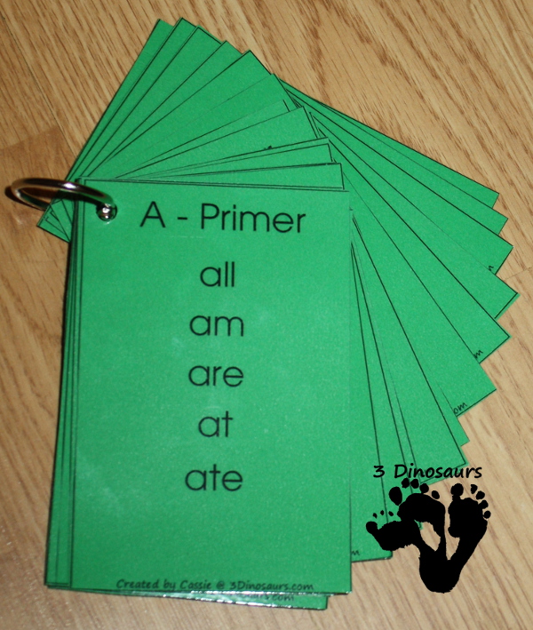 Free Dolch Primer Sight Word Wall Cards: It has all 52 words - 3Dinosaurs.com