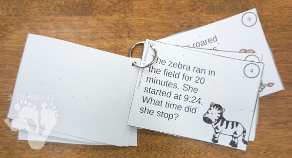 Free Zoo Themed Time Task Cards - two level of learning with clocks with at fun zoo theme - 3Dinosaurs.com