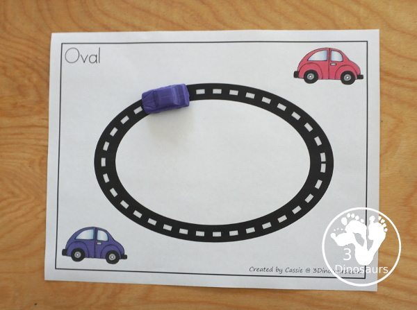 Free Road Shape Tracing Printable - Super fun shape tracing printable to use with kids to learn 9 shapes - 3Dinosaurs.com