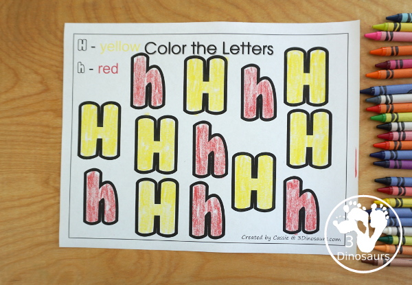 Free Romping & Roaring H Pack Letter Pack: H is for Heart - a letter H pack that has prewriting, finding letters, tracing letters, coloring pages, shapes, puzzles and more - 3Dinosaurs.com