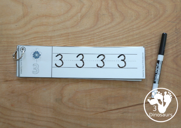 Free Firework Number Tracing Strips - with numbers 0 to 20. You have an example of the numerical number for kids to see the example of how to trace and then- 3Dinosaurs.com