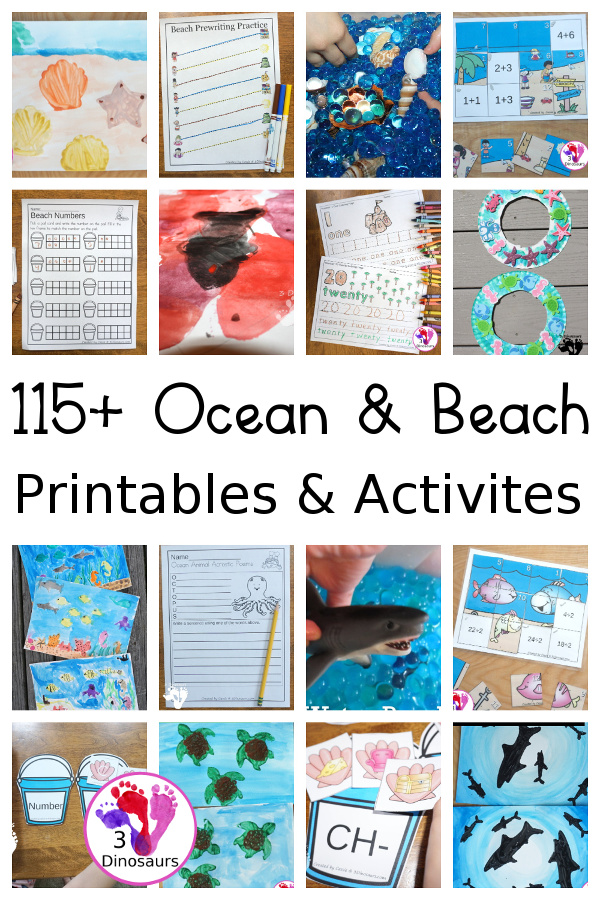Ocean & Beaches Activities & Printables on 3Dinosaurs.com