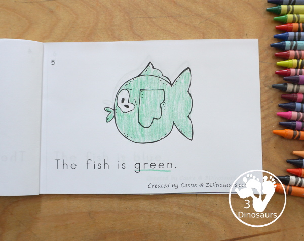Free Fish Color Easy Reader Book Printable has 11 color words for kids to learn with a fun fish themed book for a pet theme or an ocean theme - 3Dinosaurs.com