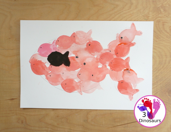 Watercolor Fish for Swimmy - a fun ocean fish made with cookie cutters and painted inside with watercolors. A super easy painting craft for kids of all abilities and ages. - 3Dinosaurs.com