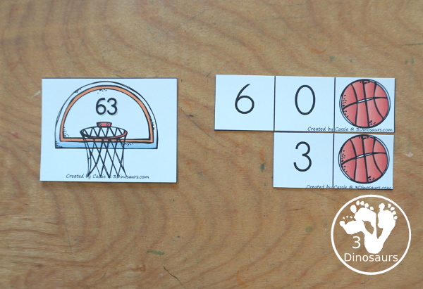 Free Basketball Place Value Arrow Cards - you have place value task cards with basketball place value arrow cards to build the numbers on the task cards. You have place value for thousands, hundreds, and tens. - 3Dinosaurs.com