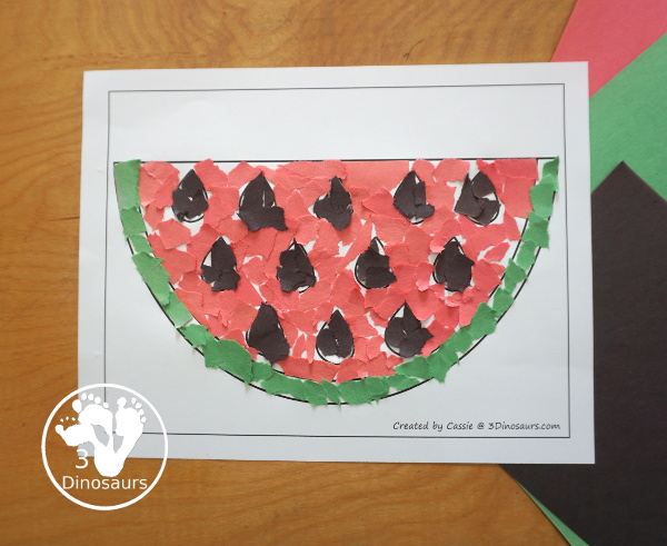 Free Watermelon Fine Motor Mat Printables - You have a watermelon template. A great fine motor set for preschool, prek and kindergarten- 3Dinosaurs.com