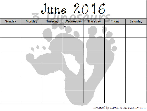 Free 2015-2016 Blank Calendar Set: August 2015 - July 2016 - 4 different types fill in, color, trace and blank - 3Dinosaurs.com