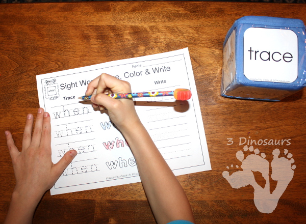 Romping & Roaring First Grade Sight Words: Trace, Color & Write - 3Dinosaurs.com