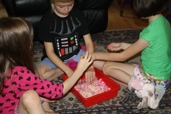 Pink Themed Sensory Bin - to go with the book Pinkalicious - 3Dinosaurs.com