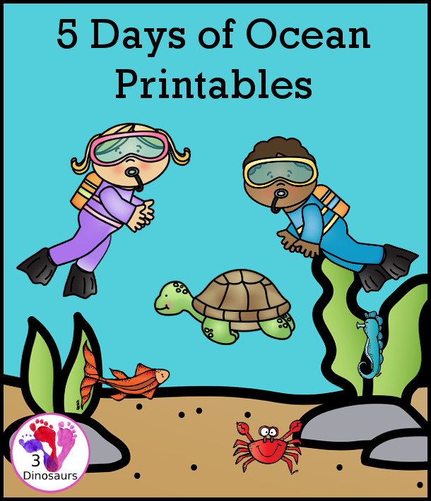 5 Days of Ocean Printables with Fish, Turtles, Sharks and More - 3Dinosaurs.com