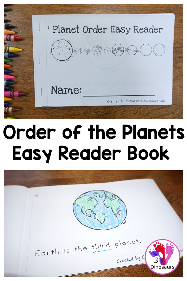Free Order of the Planets Easy Reader Book - fun 12 page book using ordinal numbers - you start at the sun and go through the order of the planets - 3Dinosaurs.com