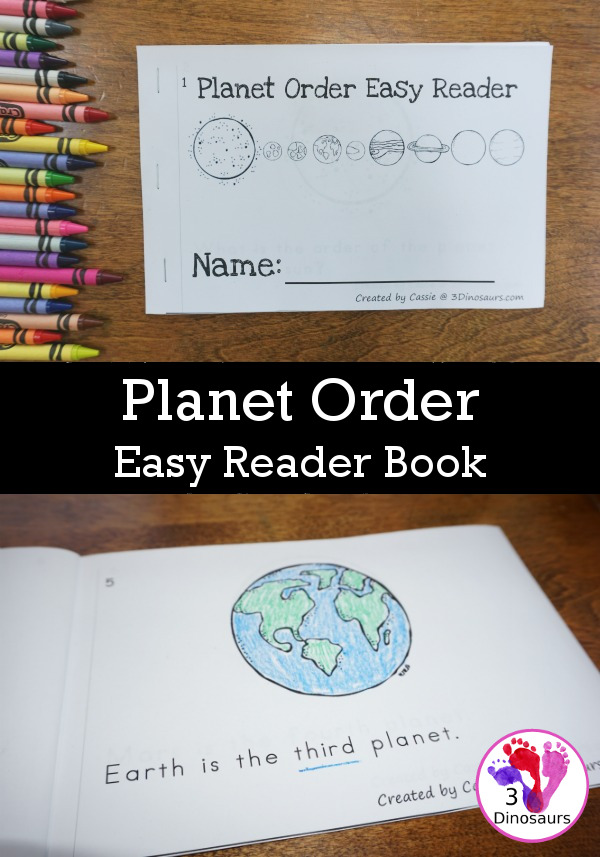 Free Order of the Planets Easy Reader Book - fun 12 page book using ordinal numbers - 3Dinosaurs.com