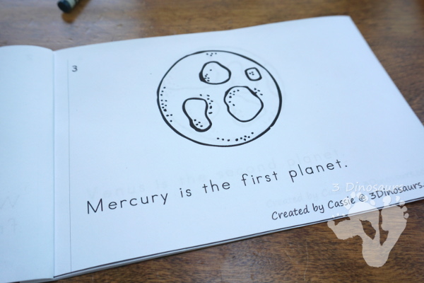 Free Order of the Planets Easy Reader Book - fun 12 page book for kindergarten and preschool - 3Dinosaurs.com