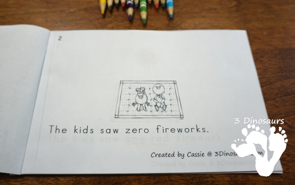 Free Fireworks Themed Counting & Color Word Easy Reader Book - numbers 0 to 10 with 10 colors words for kids to work on  - 3Dinosaurs.com