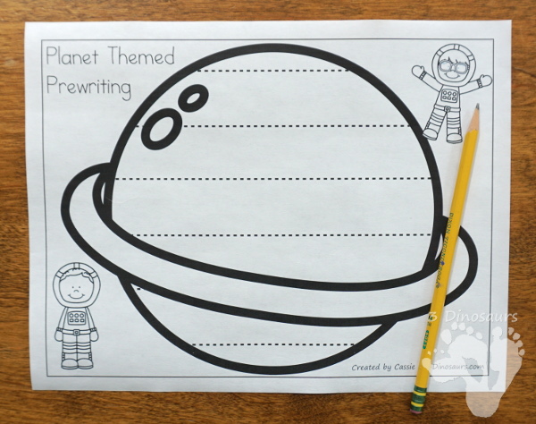 Free Fine Motor Fun: Planet Themed Prewriting Activity - 6 fun pages or prewriting on a planet with ideas of how to use them - 3Dinosaurs.com