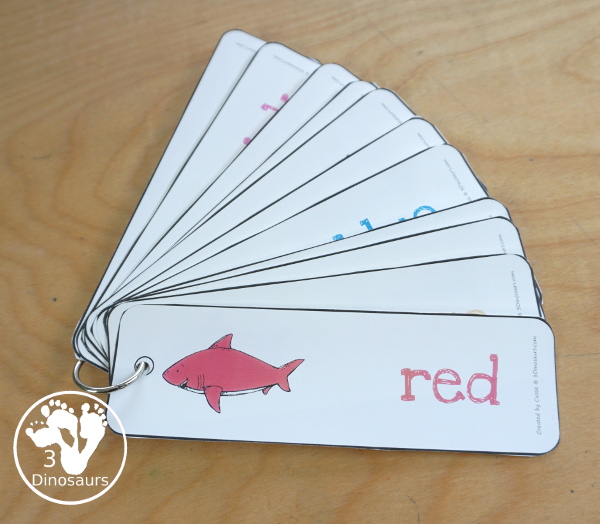 Shark Color Pack - with 63 pages of printables with color easy reader book, color clip cards, color tracing strips, color writing strips, color pocket chart cards, color word writing, color word puzzles, and more all to work on learning color words. This is a great ocean theme - 3Dinosaurs.com-  - 3Dinosaurs.com