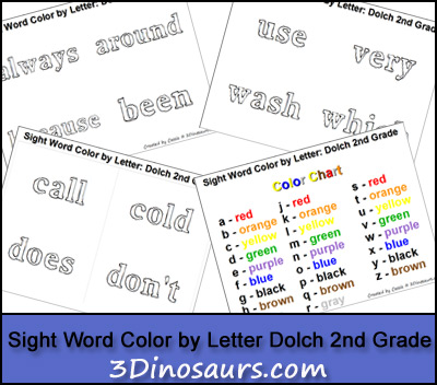 Sight Word Color by Letter Second Grade