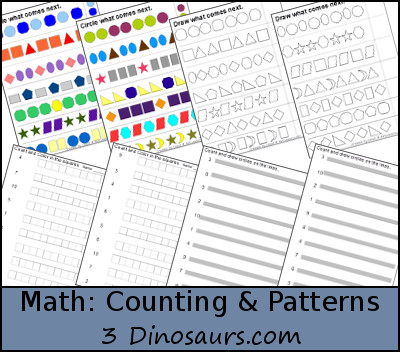 Free Math Patterns and Counting Activities - 3Dinosaurs.com