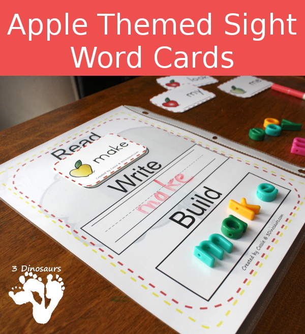 Apple Themed Sight Word Cards - All 220 Dolch Sight Words & 95 Nouns $ - 3Dinosaurs.com