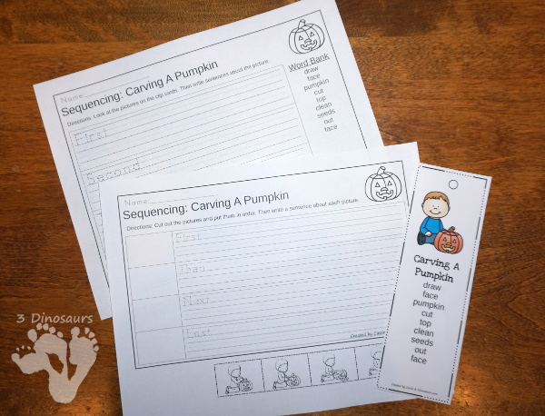 Sequencing Cards Set for Fall - 6 different sets with clip cards, task cards, no-prep worksheets and easy reader books $ - 3Dinosaurs.com