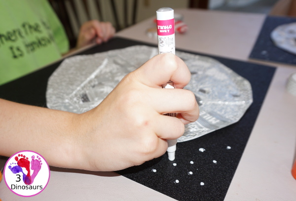 Washi Tape Moon - fun fine motor moon craft for kids to make - 3Dinosaurs.com