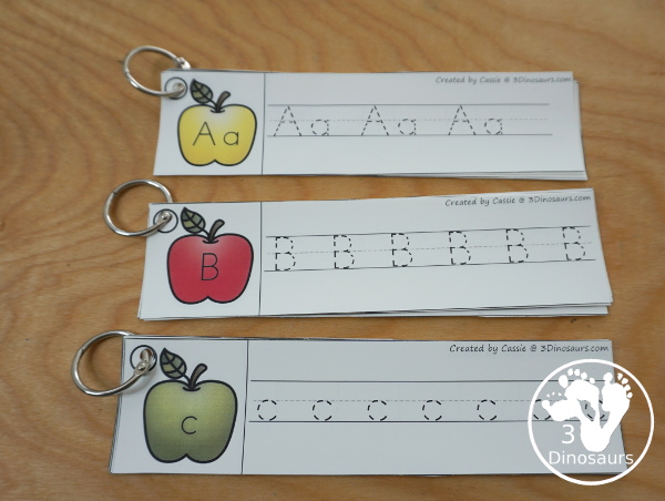 Apple Activity Pack: ABC tracing strips has uppercase and lowercase together tracing, lowercase only tracing, and uppercase only tracing  - 3Dinosaurs.com