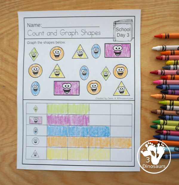 No-Prep & Hands-On School Themed Weekly Packs for Kindergarten with 5 days of activities to do  with hands-on and no-prep that match up for each day  with addition, subtraction, sight words and CVC words - 3Dinosaurs.com