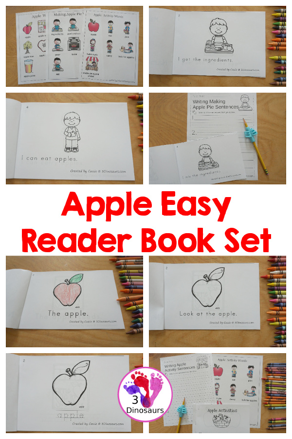 Apple Easy Reader Books: 5 apple easy reader books to pick from with vocab sheets and writing matching the books - 3Dinosaurs.com