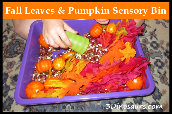 Fall Leaves & Pumpkin Sensory Bin