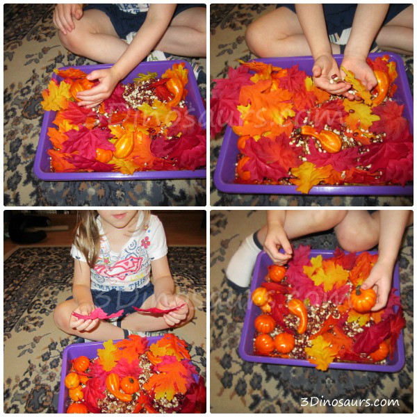 Fall Leaves & Pumpkin Sensory Bin