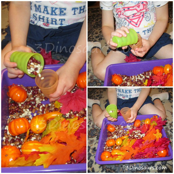 Fall Leaves & Pumpkin Sensory Bin