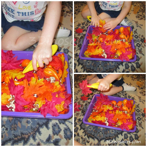 Fall Leaves & Pumpkin Sensory Bin