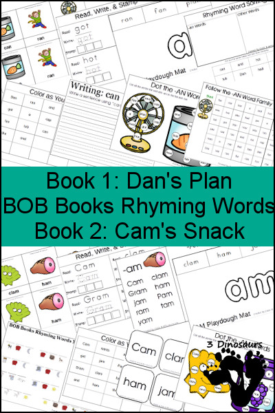 Early Reading Printables BOB Books Rhyming Words: Books 1 & 2 - 3Dinosaurs.com